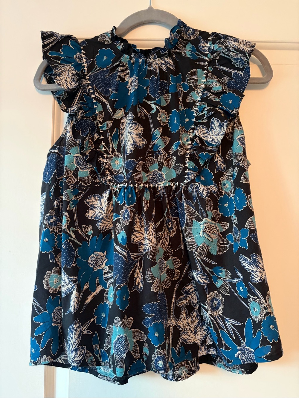 Ulla Johnson Black blouse with Blue Floral Print